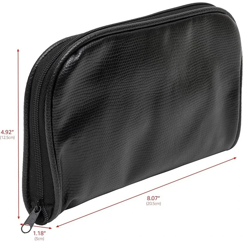 Genuine Leather Black Travel Jewelry Organizer Noble Travel Jewelry Pouch Zipper